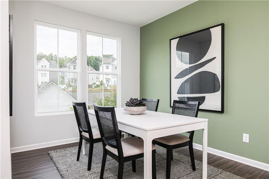 Furnished interior view inside a new home in Westside Bend at Proctor Creek Townhomes, Atlanta (Image 8). Furnished interior view inside a new home in Westside Bend at Proctor Creek Townhomes, Atlanta (Image 8).