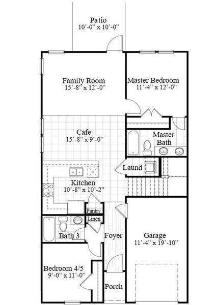 2D floor plan layout of this home in Founder's Park, Summerville, SC (Image 3).