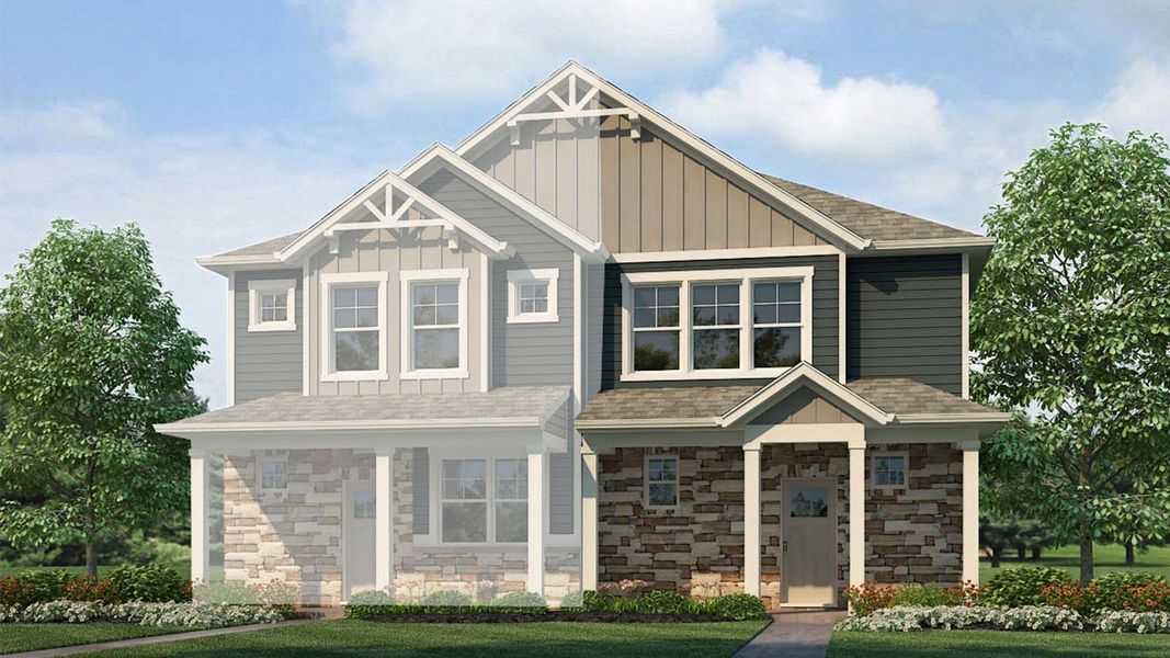 Representative exterior photo of a completed home built from the Muirfield by D.R. Horton in Horizon Uptown, Aurora, CO (Image 21).