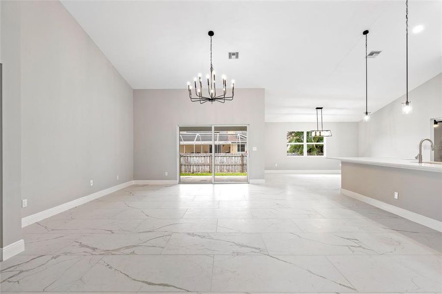 Living room with soaring ceilings