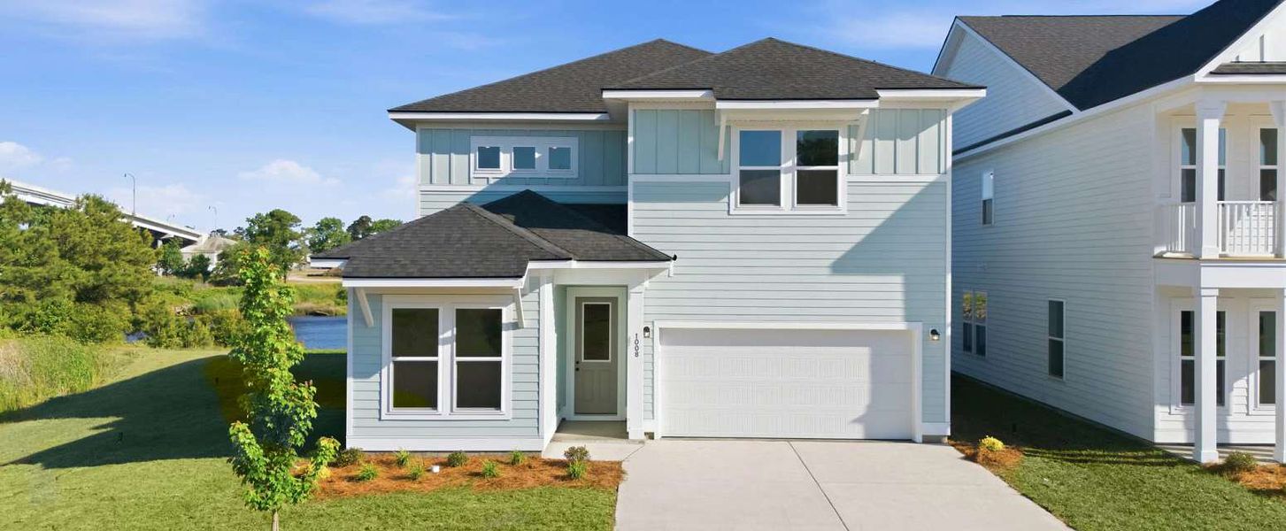 Representative exterior photo of a completed home built from the Sedona - Waterway by Ashton Woods in Blue Heron Retreat, Little River, SC (Image 1). Representative exterior photo of a completed home built from the Sedona - Waterway by Ashton Woods in Blue Heron Retreat, Little River, SC (Image 1).