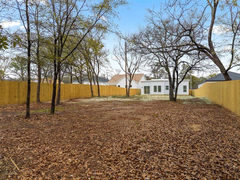 View of fenced backyard