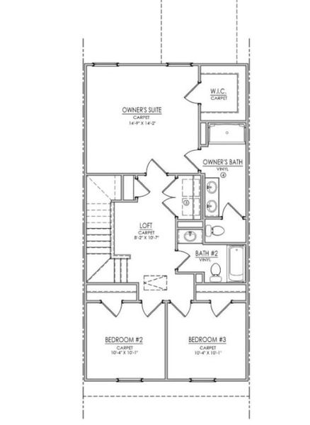2D floor plan layout of this home in Meece Townhomes, Easley, SC (Image 3).