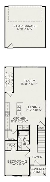 2D floor plan layout for the Ember B by Homes by Dickerson in Chatham Park, Pittsboro, NC (Image 3).