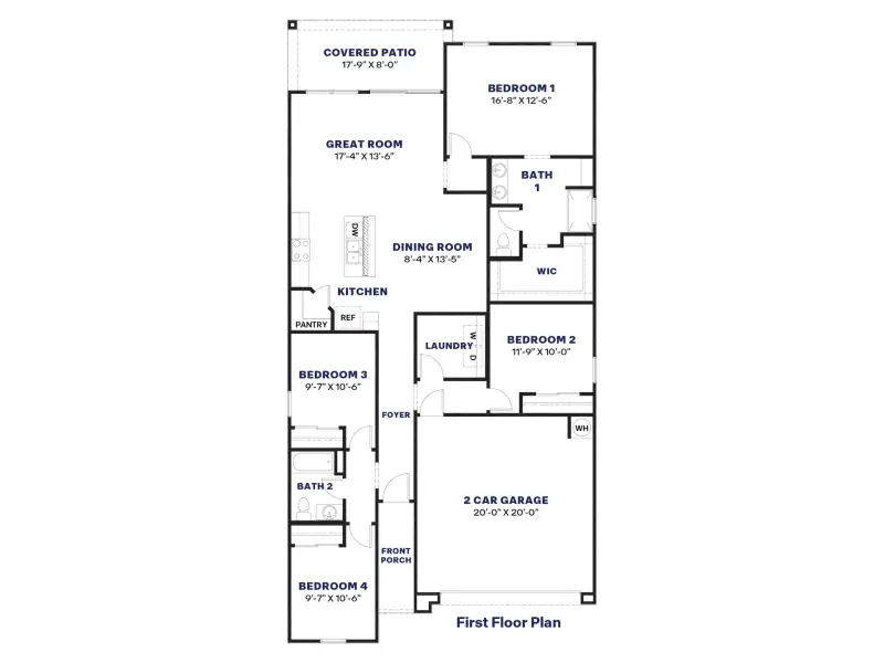 2D floor plan layout of this home in Quail Ranch, San Tan Valley, AZ (Image 4).