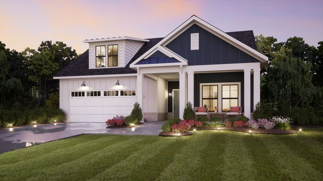Representative exterior photo of a completed home built from the Portico Bonus by Epcon Communities in The Courtyards of Franklin Goldmine, Cumming, GA (Image 22). Representative exterior photo of a completed home built from the Portico Bonus by Epcon Communities in The Courtyards of Franklin Goldmine, Cumming, GA (Image 22).