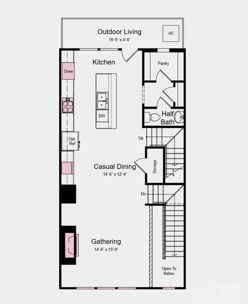 Main Level Floor Plan - Additional highlights include: fireplace, beverage center, gourmet kitchen