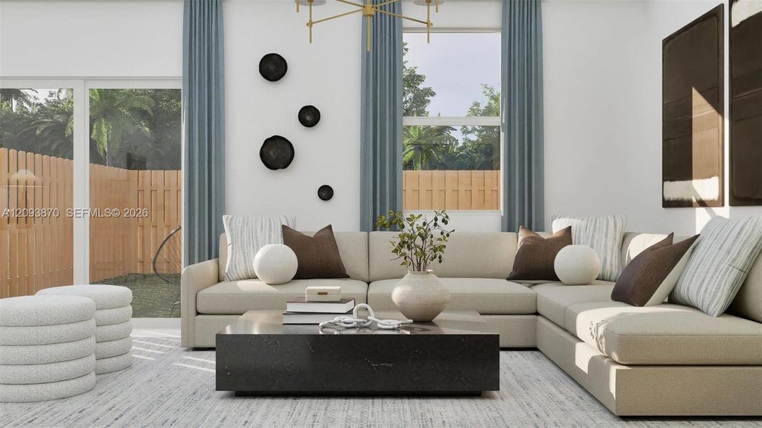 Furnished interior view inside a new home in RosaBella, Miami (Image 12).