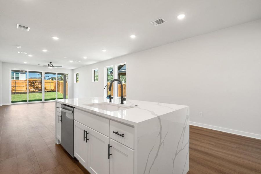 Furnished interior view inside a new home in Terrace Collection at Heritage, Dripping Springs (Image 8). Furnished interior view inside a new home in Terrace Collection at Heritage, Dripping Springs (Image 8).