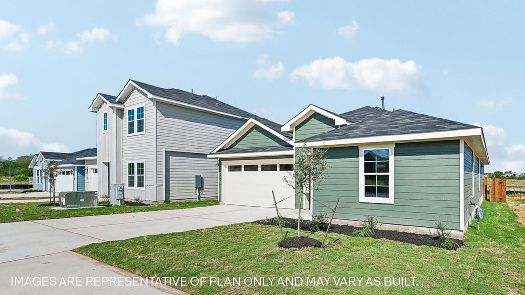 Representative exterior photo of a completed home built from the The Fargo by D.R. Horton in Watermill, Uhland, TX (Image 15).