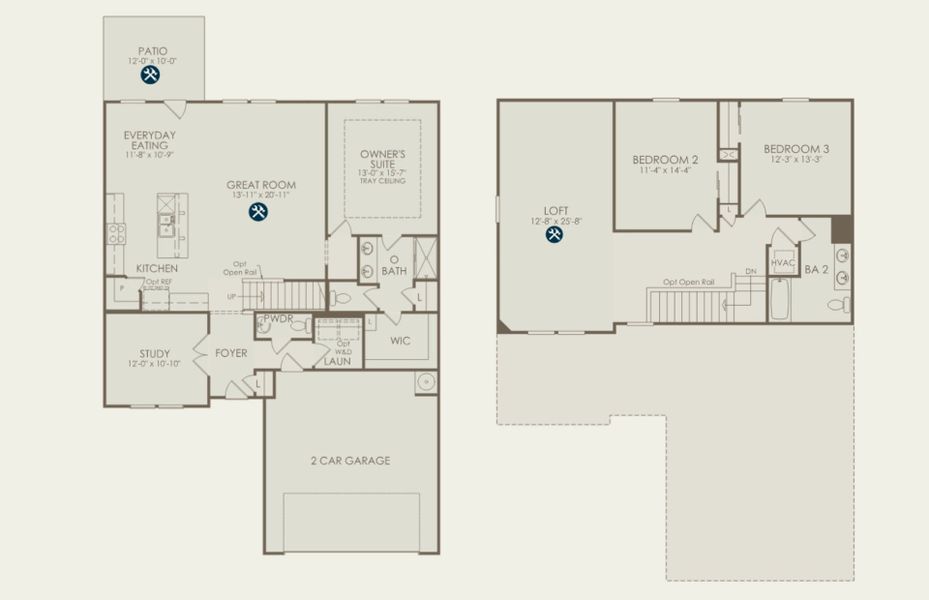2D floor plan layout of this home in Monroe Preserve, Chapin, SC (Image 5).