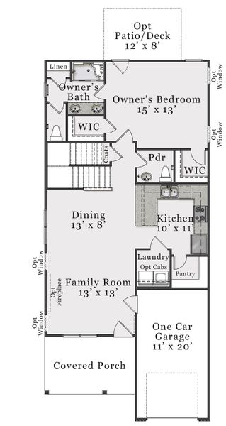 2D floor plan layout for the Joyner by McKee Homes in The Walk at East Village, Clayton, NC (Image 8). 2D floor plan layout for the Joyner by McKee Homes in The Walk at East Village, Clayton, NC (Image 8).