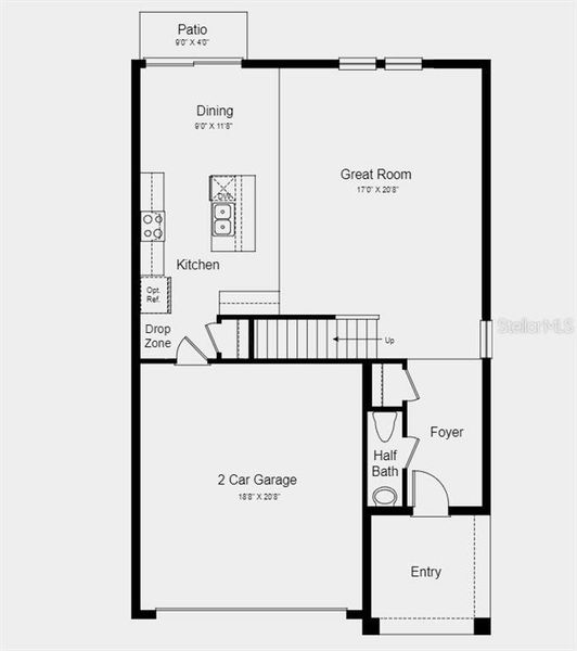 Upgraded options include: covered lanai, extended flooring in great room, whole house faux wood blinds, and side by side refrigerator.