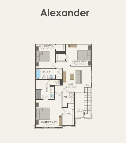 Pulte Homes, Alexander/I floor plan second level