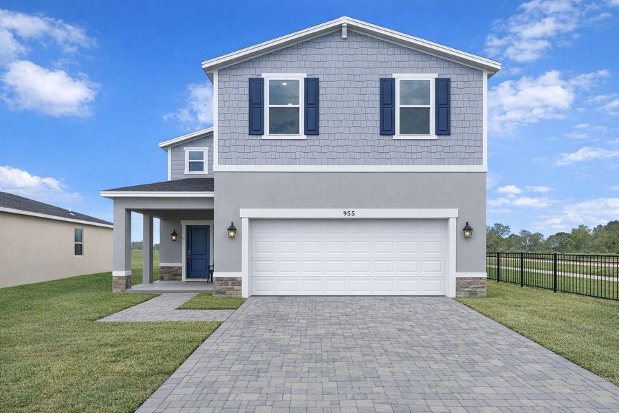 Representative exterior photo of a completed home built from the The Jensen by Stanley Martin Homes in Pine Grove Reserve, St. Cloud, FL (Image 19). Representative exterior photo of a completed home built from the The Jensen by Stanley Martin Homes in Pine Grove Reserve, St. Cloud, FL (Image 19).