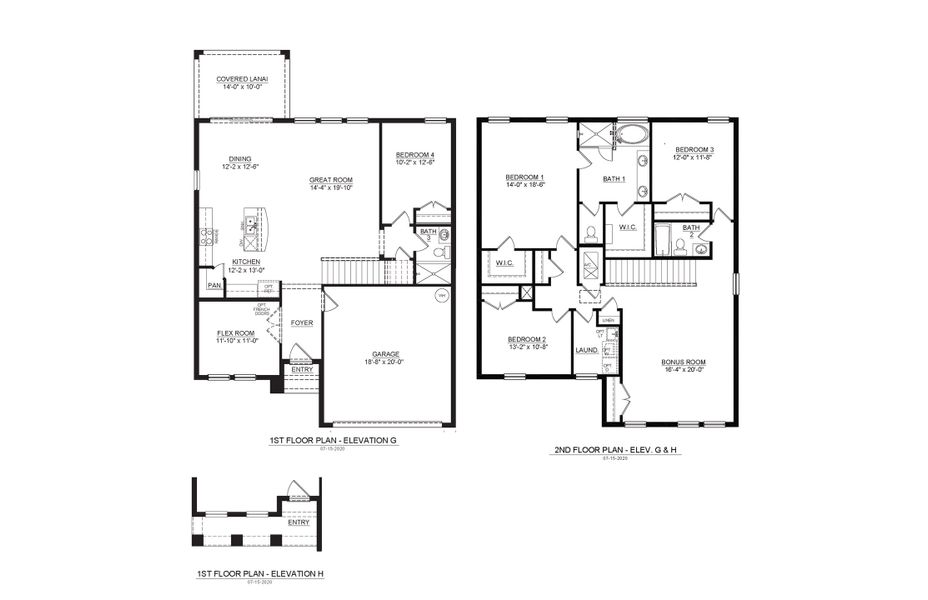 2D floor plan layout for the Coral by D.R. Horton in Ridge at Heath Brook, Ocala, FL (Image 3).