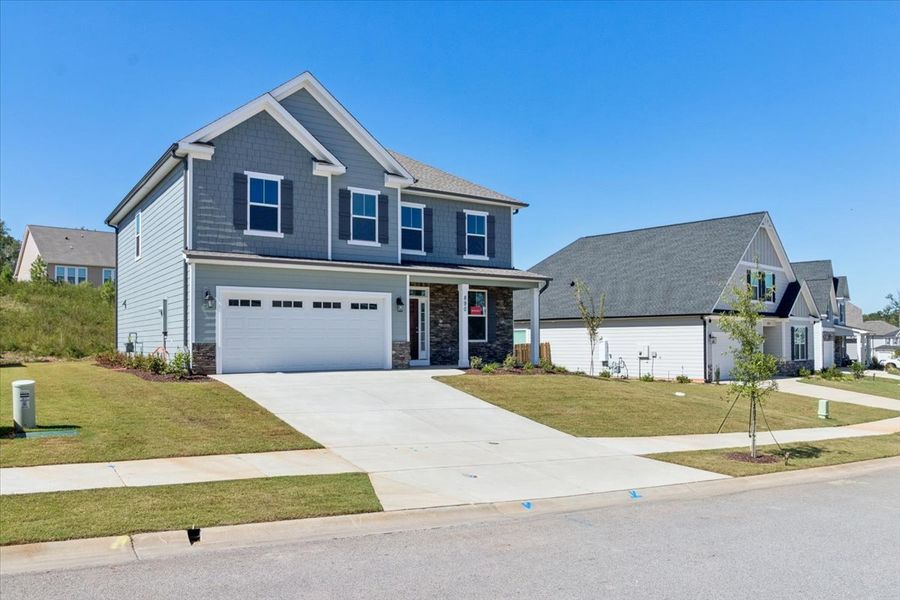 Front exterior of a new home in Crawford Creek, Grovetown, GA, highlighting curb appeal (Image 15).