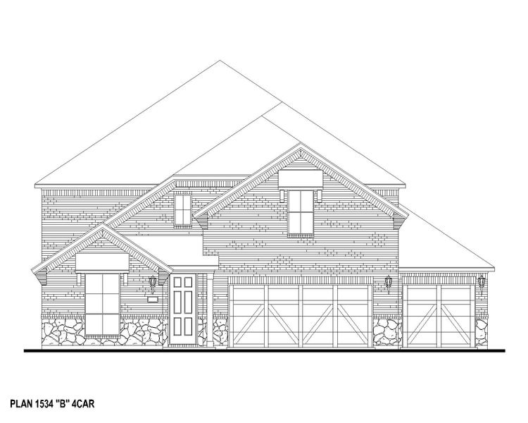 Plan 1534 Elevation B w/ Stone (4C)