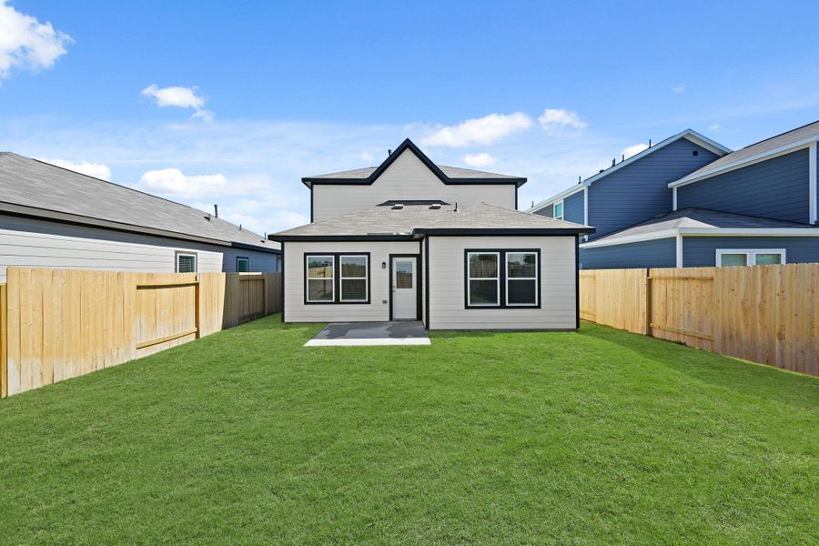 Exterior details and patio area of a home in Lonestar Collection at Paloma at Sanford Farms, Waller (Image 22). Exterior details and patio area of a home in Lonestar Collection at Paloma at Sanford Farms, Waller (Image 22).