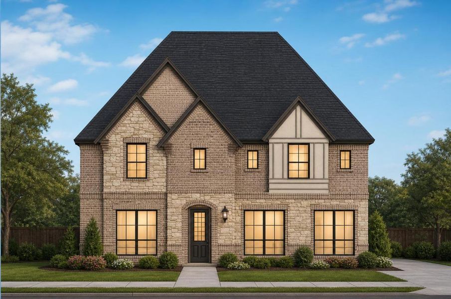 Representative exterior photo of a completed home built from the Royal Heritage by Grand Homes in Goodland in Prairie Ridge, Venus, TX (Image 16). Representative exterior photo of a completed home built from the Royal Heritage by Grand Homes in Goodland in Prairie Ridge, Venus, TX (Image 16).