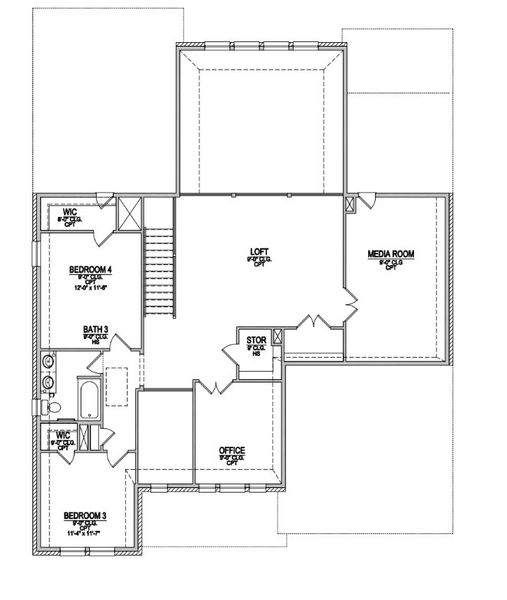 2D floor plan layout for the Lockhart by Beazer Homes in Johnson Ranch, San Antonio, TX (Image 4).