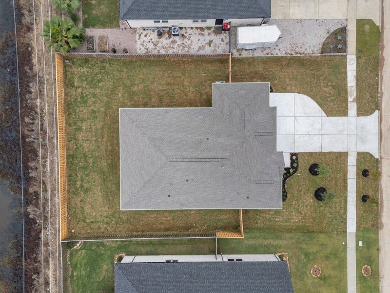 This aerial view of your home shows the amazing view of your lot.