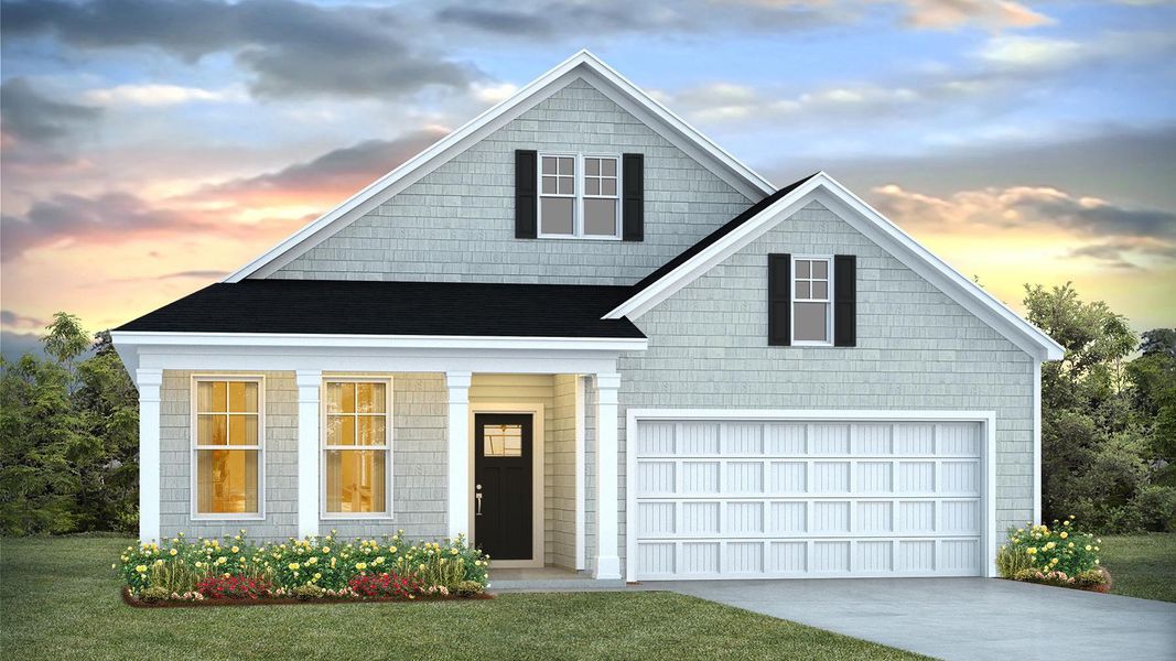 Representative exterior photo of a completed home built from the Dover-Express by D.R. Horton in Preserve at Cypress Commons, Conway, SC (Image 16). Representative exterior photo of a completed home built from the Dover-Express by D.R. Horton in Preserve at Cypress Commons, Conway, SC (Image 16).