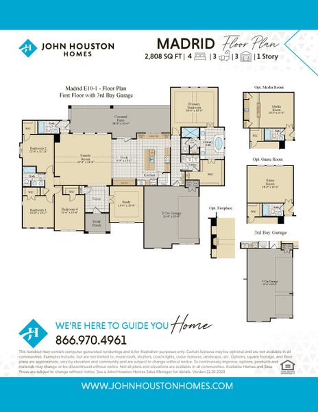 2D floor plan layout for the Madrid by John Houston Homes in Hightower Club - 1 Acre Lots, Waxahachie, TX (Image 3).