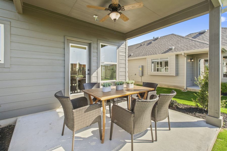 Exterior details and patio area of a home in Crosswinds, Kyle (Image 22). Exterior details and patio area of a home in Crosswinds, Kyle (Image 22).