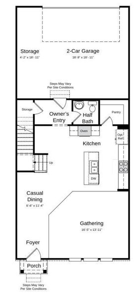 Structural options include a tray ceiling and upgraded owner’s shower.