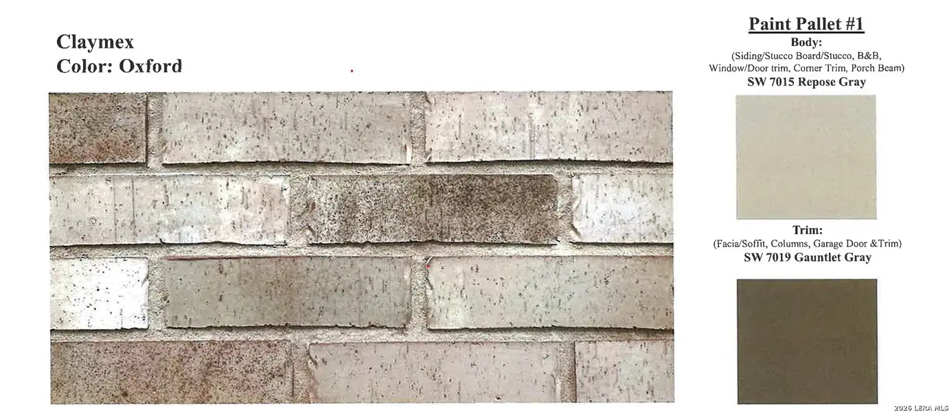 Sample of building materials used in homes in The Parklands, Schertz (Image 5).