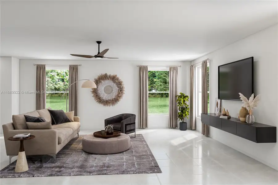 Furnished interior in a model home at Vivant: The Boulevard Collection in Miami (Image 6).