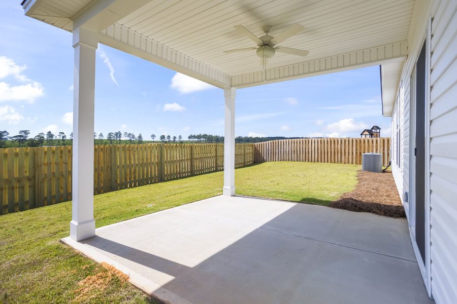Exterior details and patio area of a home in Providence Station at Trolley Run, Aiken (Image 22). Exterior details and patio area of a home in Providence Station at Trolley Run, Aiken (Image 22).