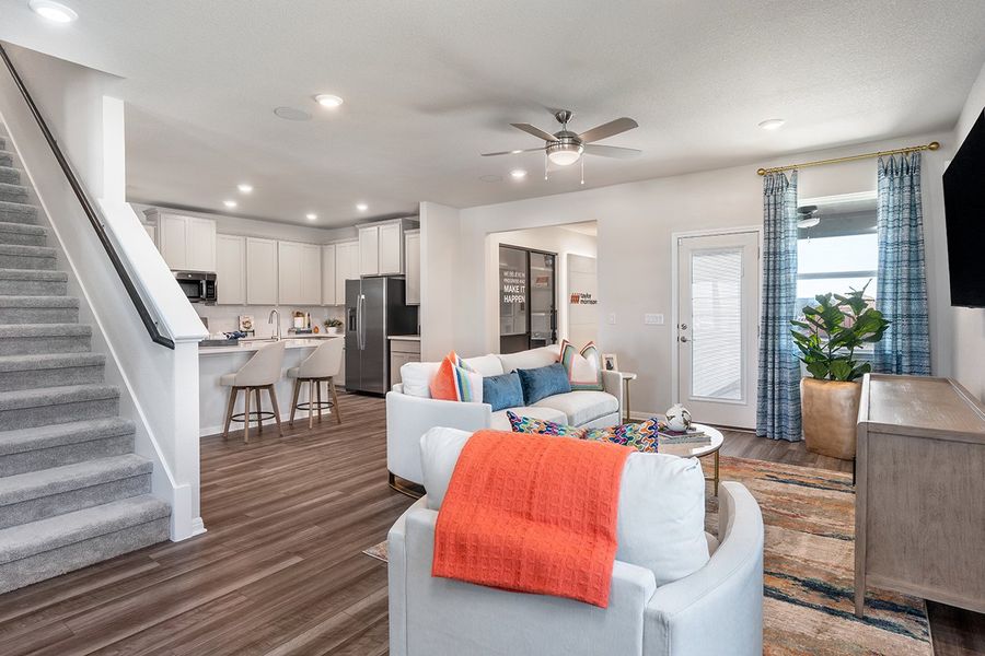 Representative furnished interior of a home built from the Bruckner 2 by Taylor Morrison in Longview 40s - Alley, Del Valle (Image 5). Representative furnished interior of a home built from the Bruckner 2 by Taylor Morrison in Longview 40s - Alley, Del Valle (Image 5).