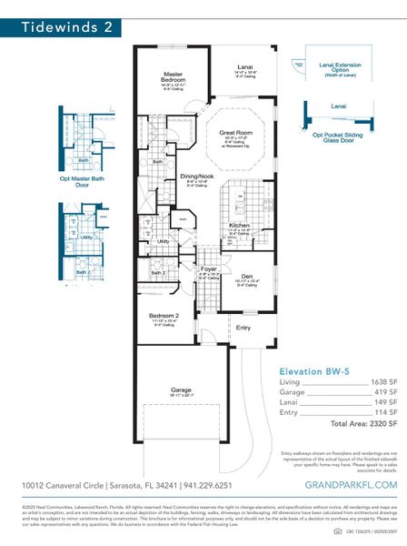 2D floor plan layout for the Tidewinds 2 by Neal Communities in Grand Palm, Venice, FL (Image 5).