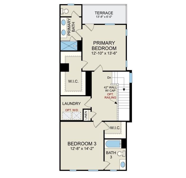 2D floor plan layout of this home in Forestville Towns, Wake Forest, NC (Image 5).