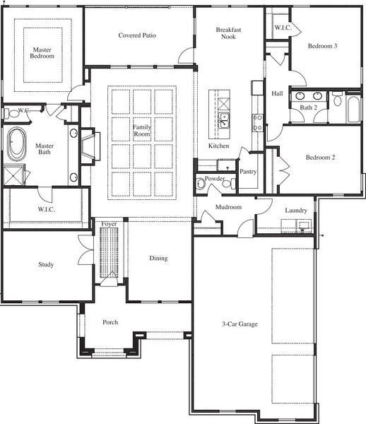 2D floor plan layout for the 2568 by Texas Homes in Potranco Acres, Castroville, TX (Image 3).
