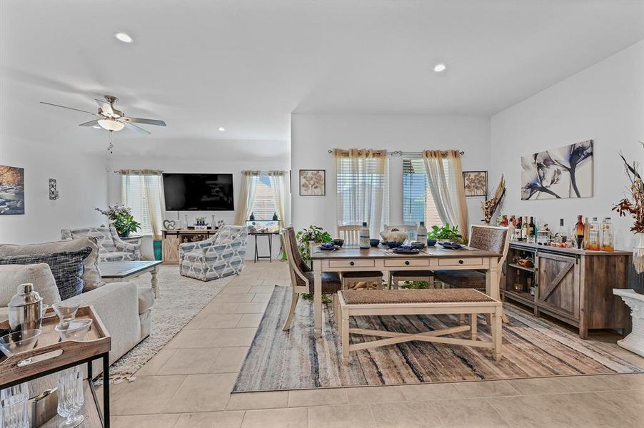 View of the Dining Area and Living Room from the Kitchen