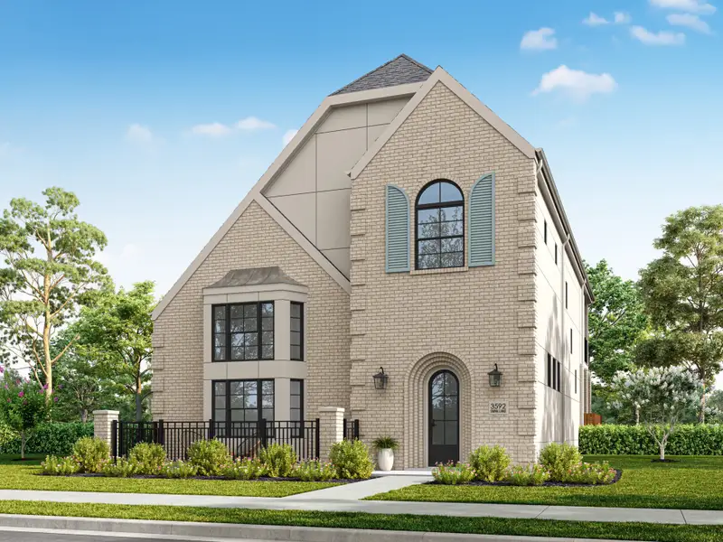 Representative exterior photo of a completed home built from the Winslow by Grenadier Homes in The Garden Homes at Swan Lake Estates, Dallas, TX (Image 3).
