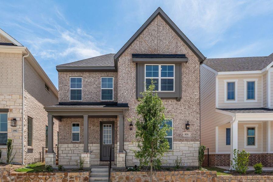 Front exterior of a new home in Bayside, Rowlett, TX, highlighting curb appeal (Image 19). Front exterior of a new home in Bayside, Rowlett, TX, highlighting curb appeal (Image 19).