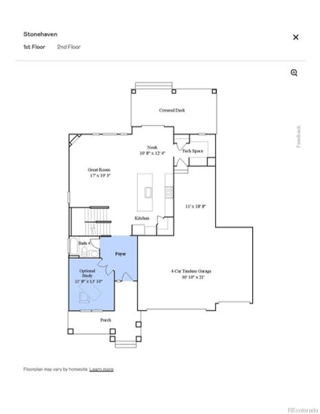 2D floor plan layout of this home in Macanta: The Grand Collection, Castle Rock, CO (Image 2).