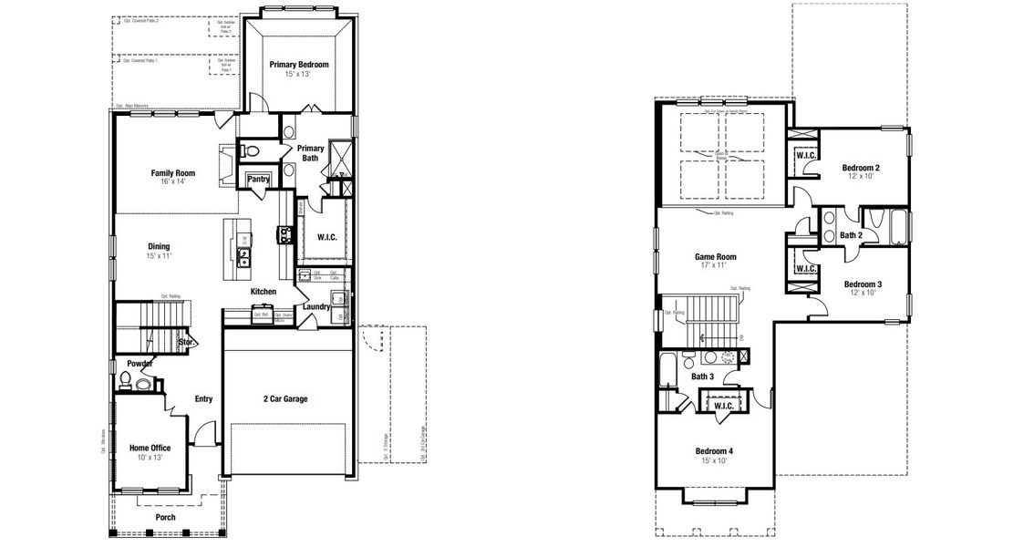 2D floor plan layout for the Quinley by Scott Felder Homes in East View Farms, Georgetown, TX (Image 3).