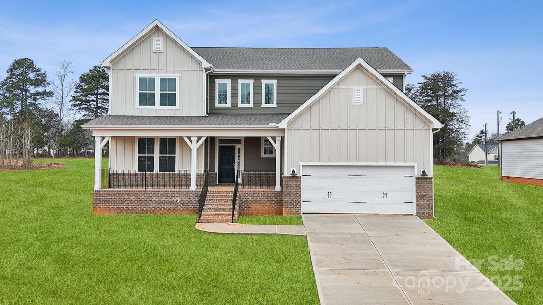 Front exterior of a new home in Brownstone Ridge, Mooresville, NC, highlighting curb appeal (Image 2).