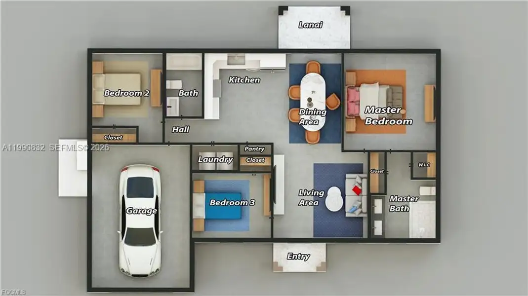 2D floor plan layout of this home in , Lehigh Acres, FL (Image 6).