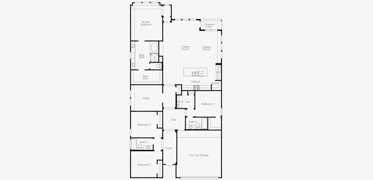 2D floor plan layout for the Denison by Coventry Homes in Wolf Ranch, Georgetown, TX (Image 3).