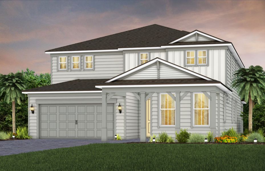 Representative exterior photo of a completed home built from the Serena by Pulte Homes in The Preserve at Bannon Lakes, St. Augustine, FL (Image 2). Representative exterior photo of a completed home built from the Serena by Pulte Homes in The Preserve at Bannon Lakes, St. Augustine, FL (Image 2).