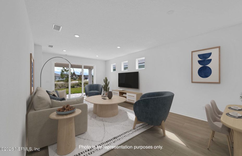 Furnished interior view inside a new home in Del Webb Wildlight, Yulee (Image 10). Furnished interior view inside a new home in Del Webb Wildlight, Yulee (Image 10).