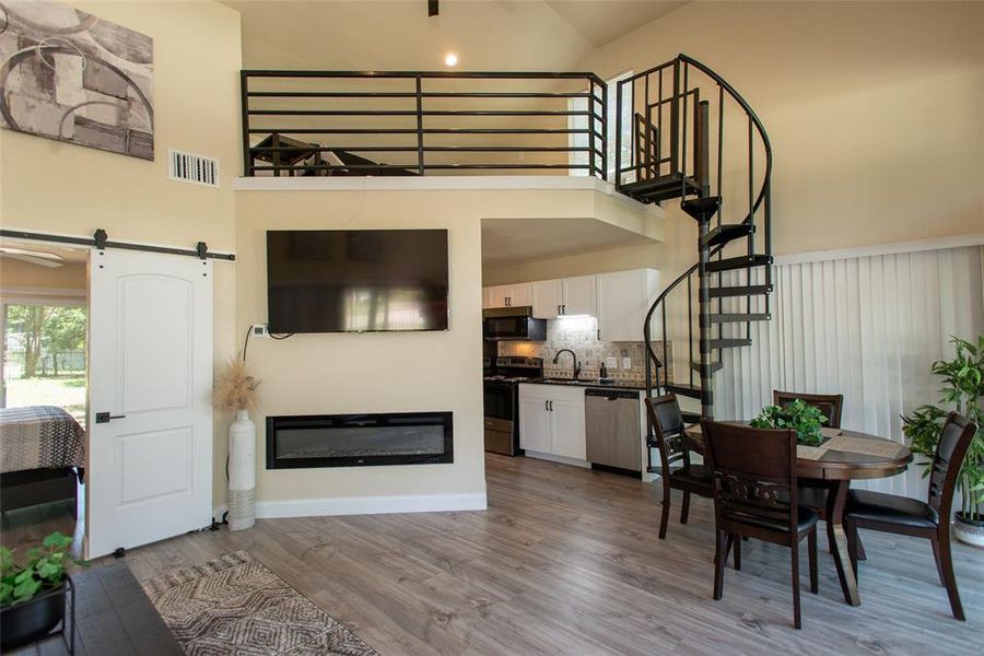 Furnished interior view inside a new home in , Log Cabin (Image 8).
