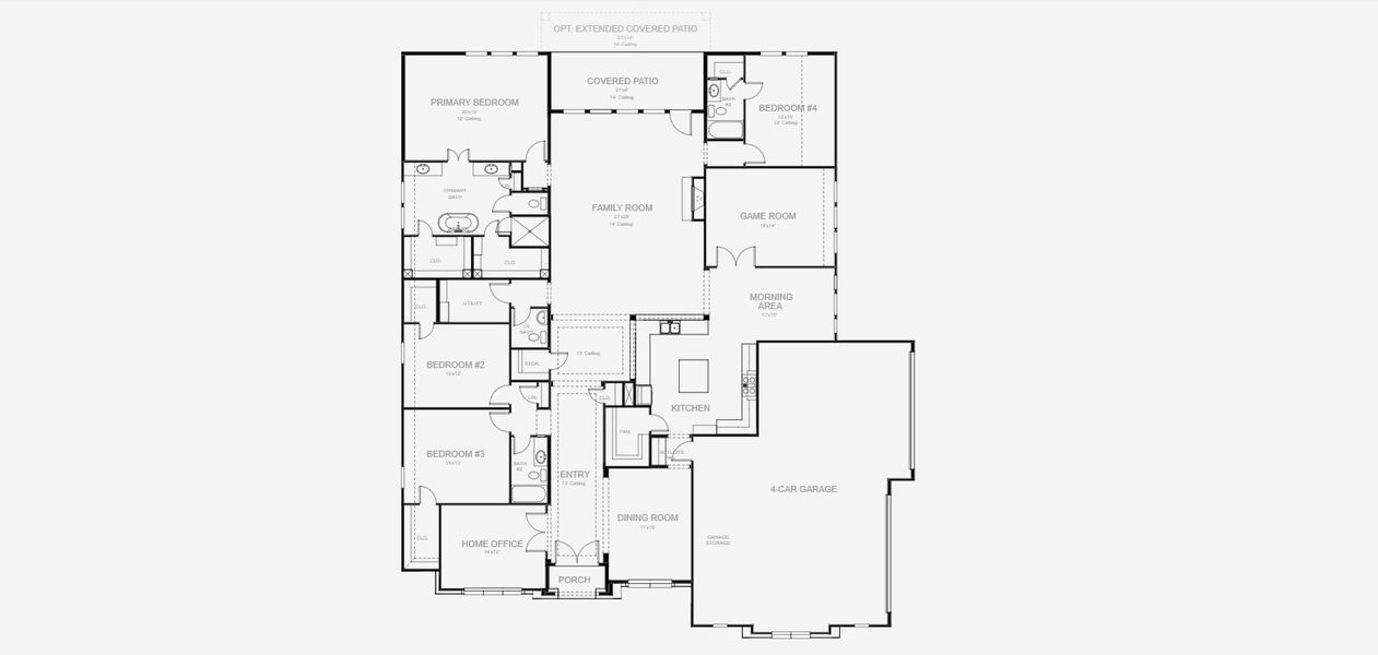 2D floor plan layout for the 3860A by Perry Homes in Johnson Ranch Half Acre, Bulverde, TX (Image 3).