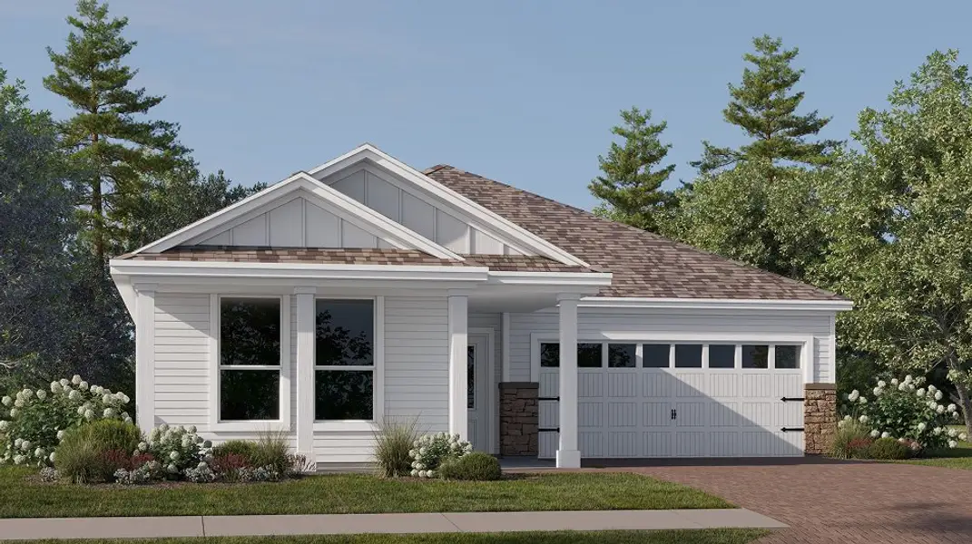 Front exterior of a new home in Waterlin, St. Cloud, FL, highlighting curb appeal (Image 1). Front exterior of a new home in Waterlin, St. Cloud, FL, highlighting curb appeal (Image 1).